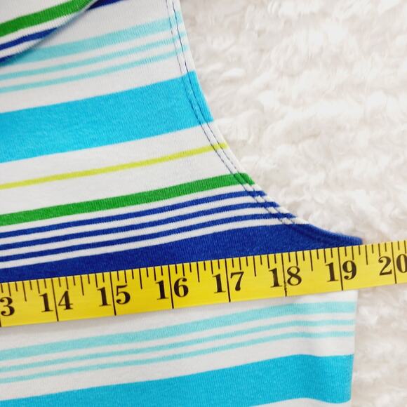 Tank Top Size L Striped Nautical Resortwear Cruise Sailorcore Preppy Blue Resort - Picture 6 of 13